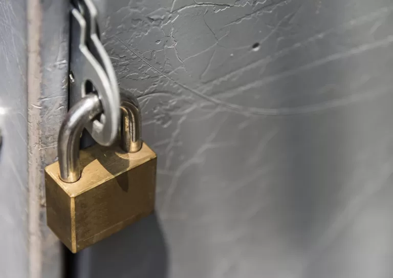 closeup locked padlock
